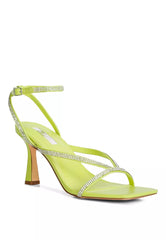 Lime Diamante Mid Heel Sandal