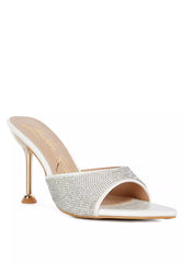 White Diamante Ballroom Stiletto Sandals