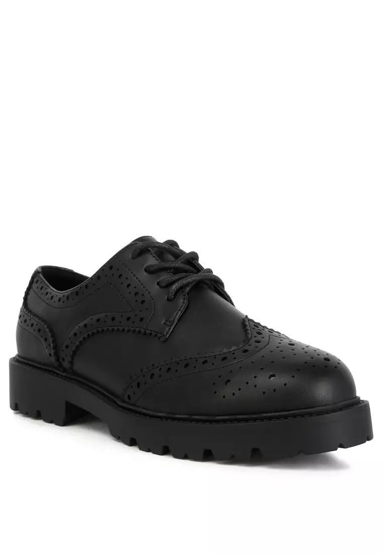 Black Lug Sole Derby Shoes