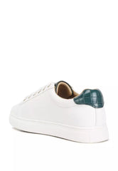 White/Green Croc Back Panel Sneakers