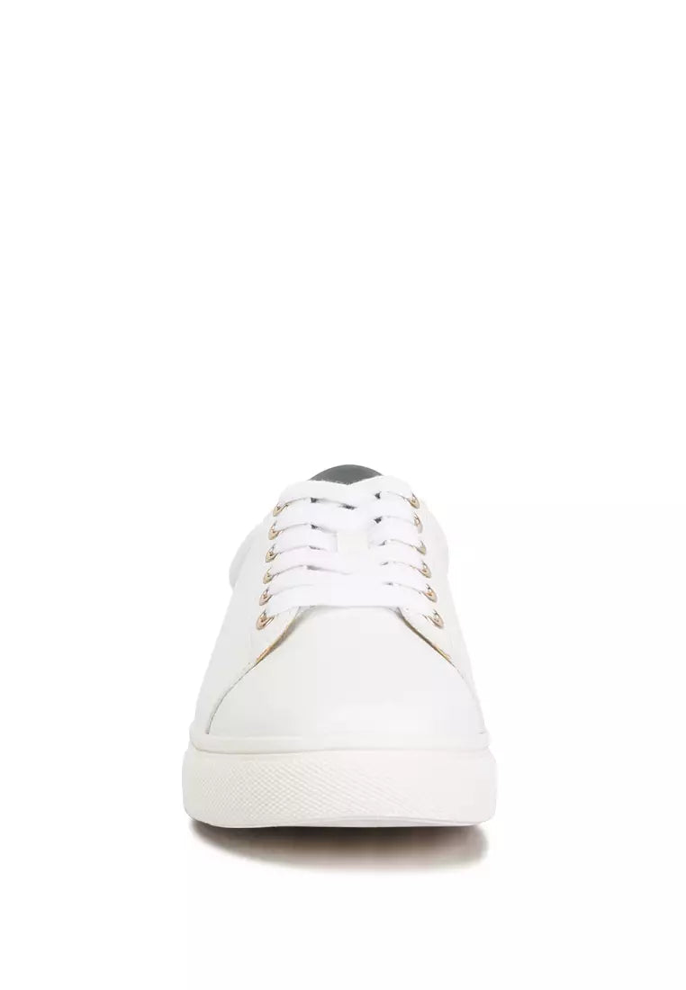 White/Green Croc Back Panel Sneakers