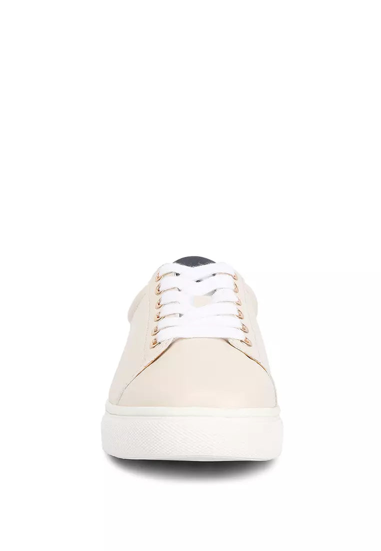 Cream/Navy Croc Back Panel Sneakers