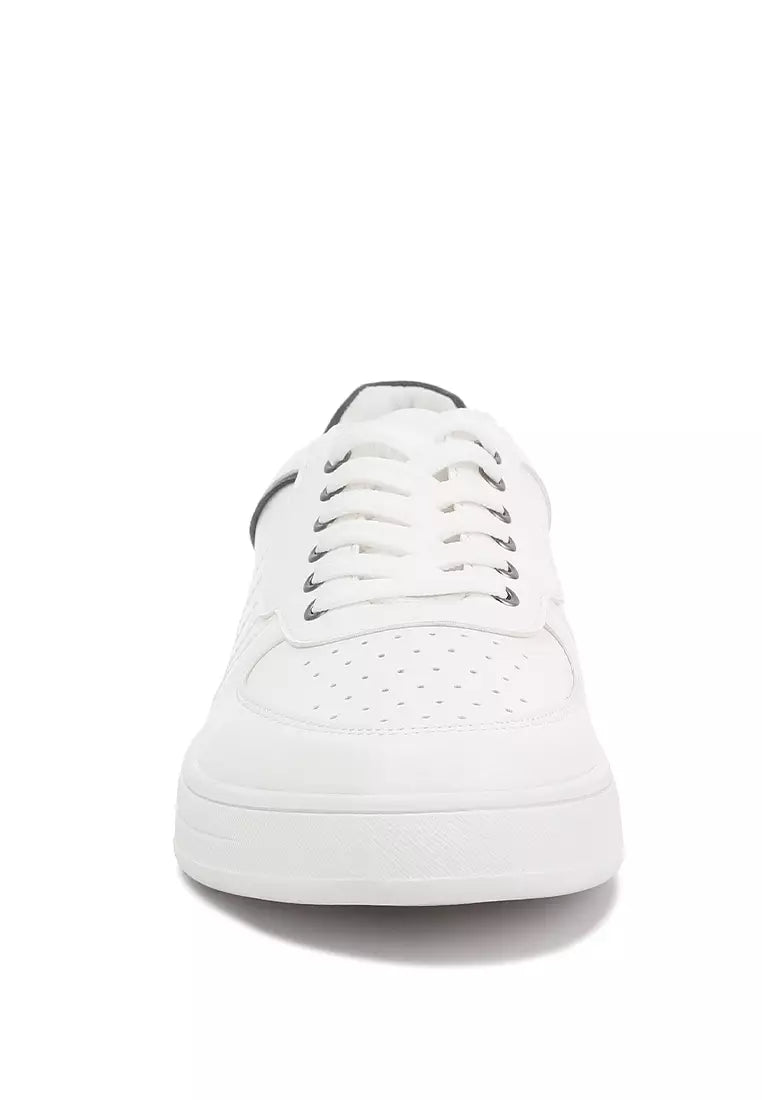 White Casual Perforated Detail Sneakers