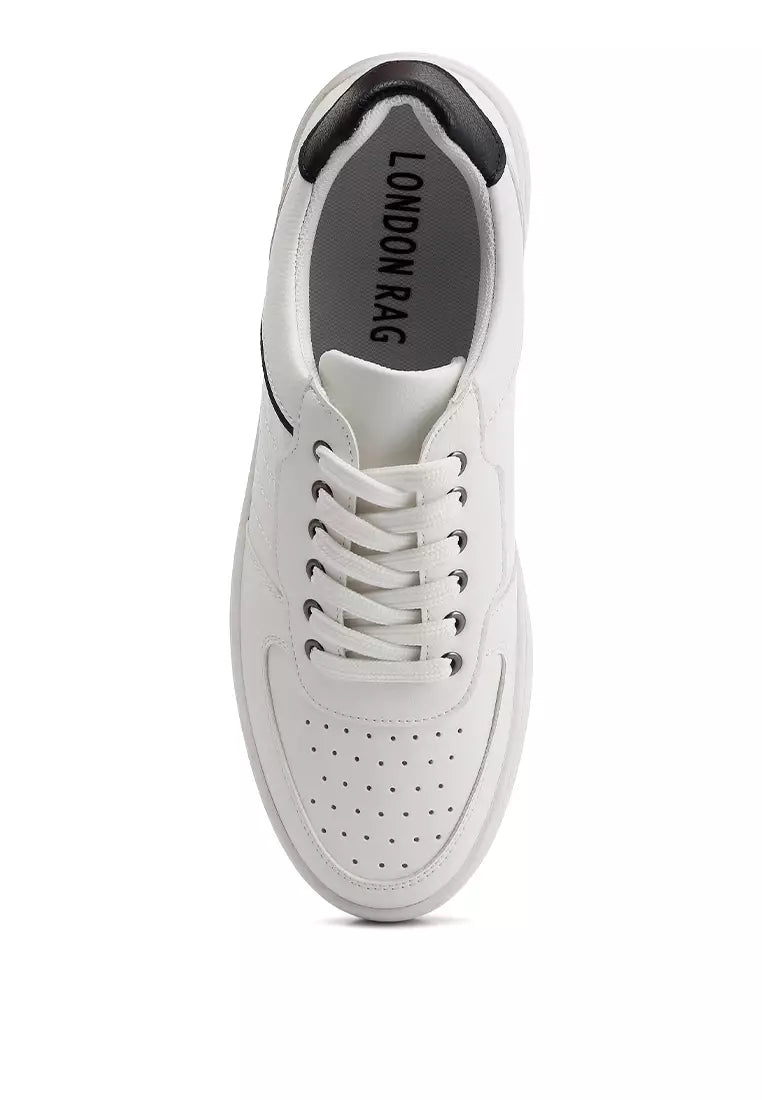 White Casual Perforated Detail Sneakers