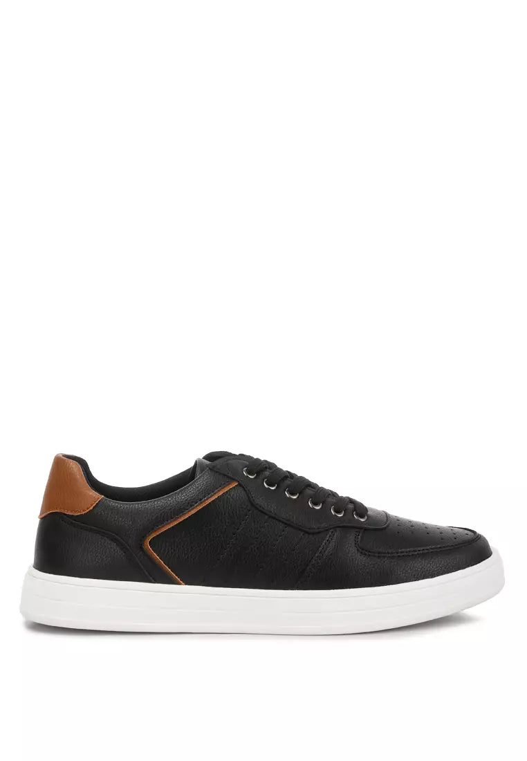 Black Casual Perforated Detail Sneakers