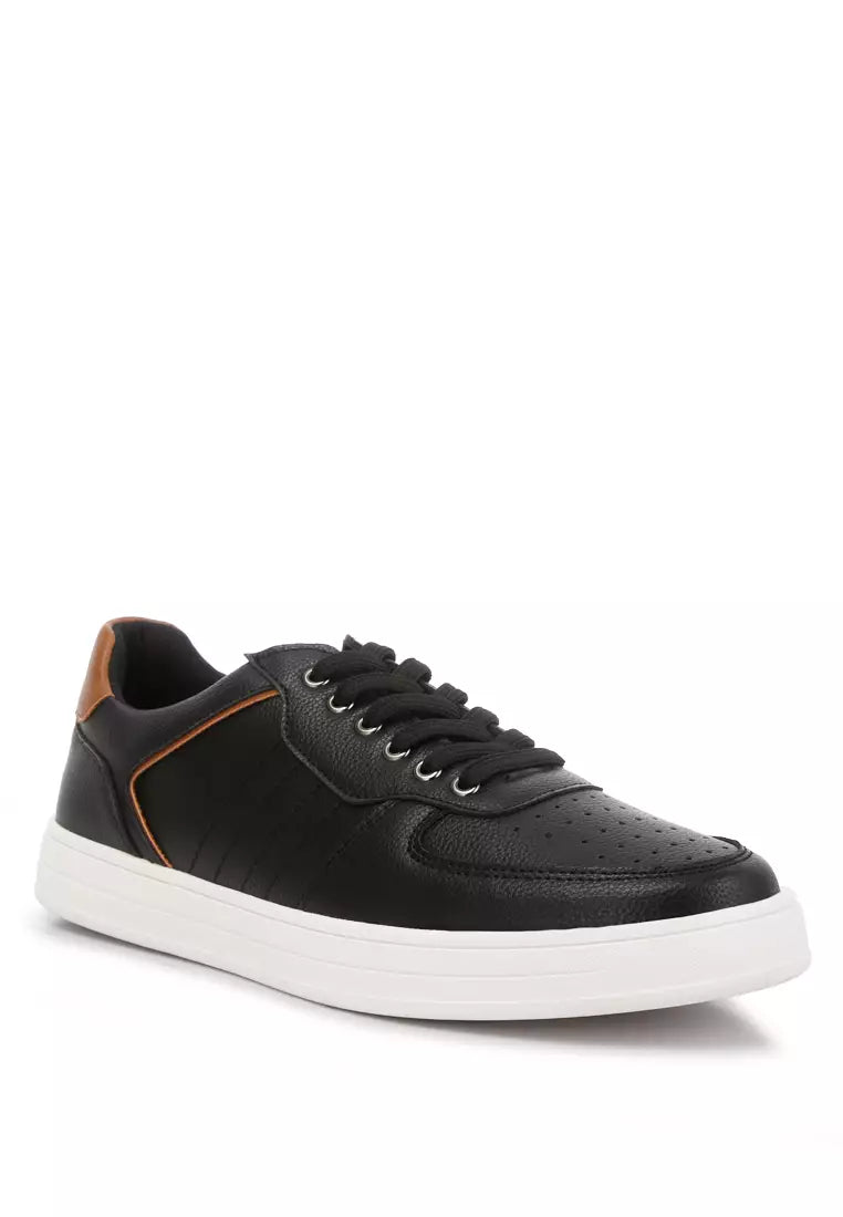 Black Casual Perforated Detail Sneakers