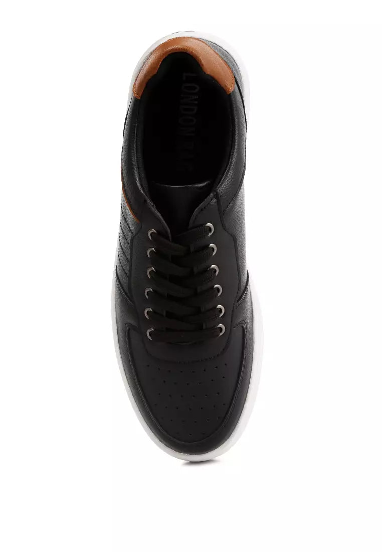 Black Casual Perforated Detail Sneakers