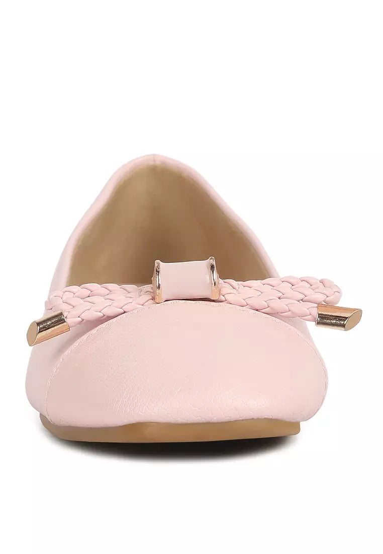 Pink Metallic Embellished Flat Ballerinas