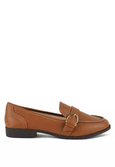 Tan Buckle detail Loafers