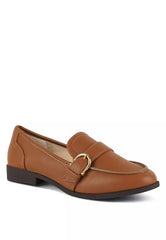 Tan Buckle detail Loafers