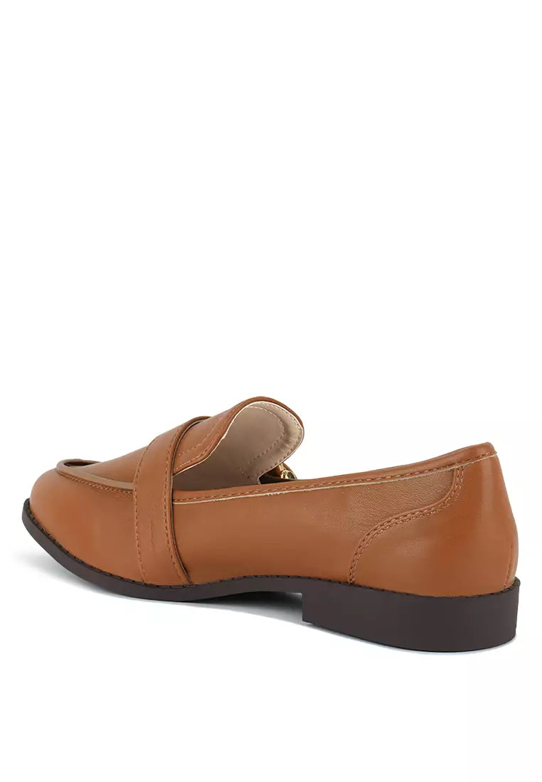 Tan Buckle detail Loafers