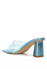 Blue Clear Straps Block Heeled Sandals