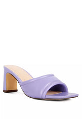 Purple Quilted Block Heeled Sandals