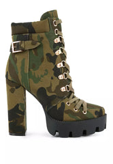 Khaki Camouflage Ankle Boots