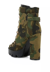 Khaki Camouflage Ankle Boots