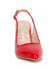 Red Slingback High Block Sandals