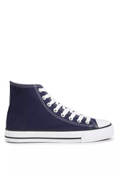 Navy High Top Basketball Canvas Sneakers