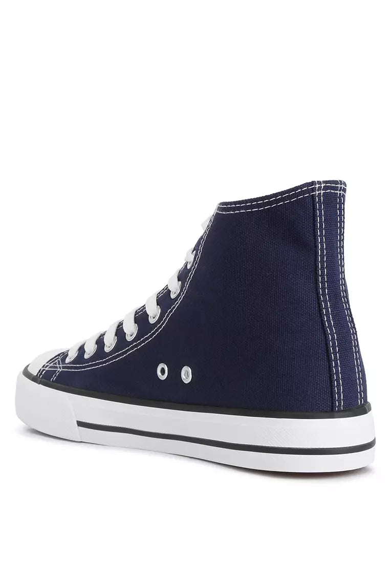 Navy High Top Basketball Canvas Sneakers