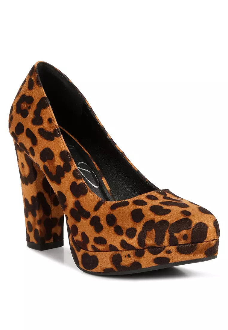 Leopard Platform Pump Sandals