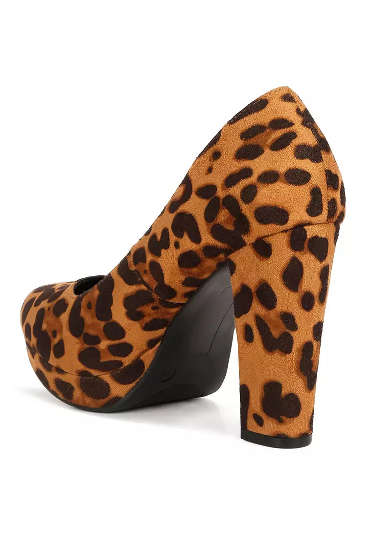 Leopard Platform Pump Sandals