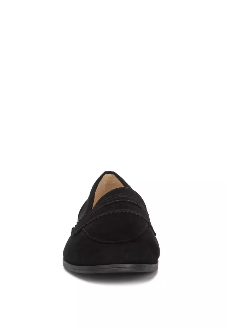 Black Suede Flat Loafers