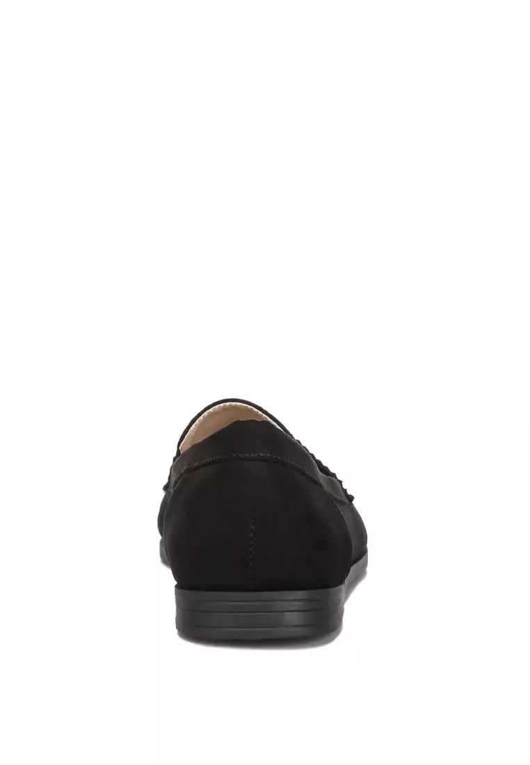 Black Suede Flat Loafers