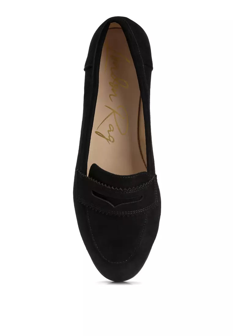 Black Suede Flat Loafers