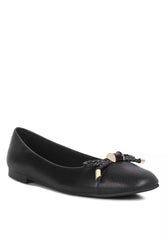 Black Metallic Embellished Flat Ballerinas