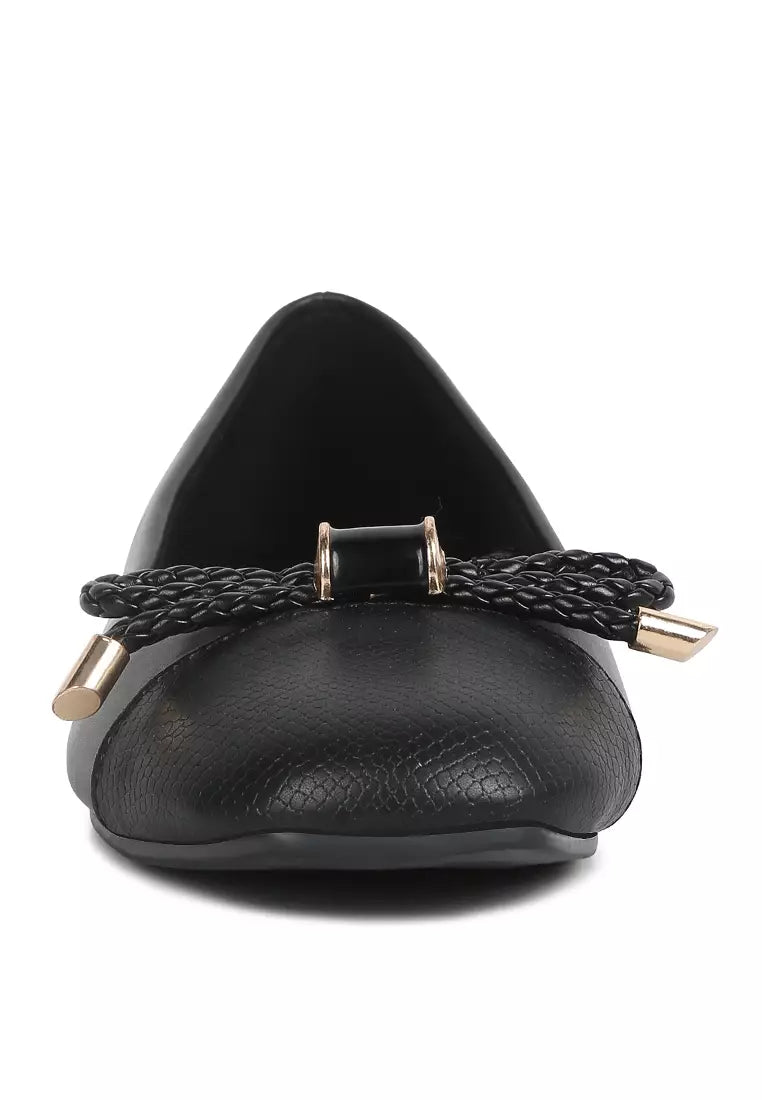 Black Metallic Embellished Flat Ballerinas