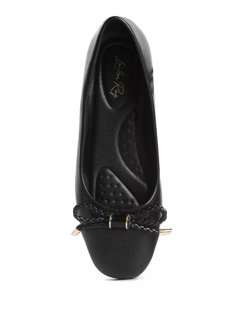 Black Metallic Embellished Flat Ballerinas