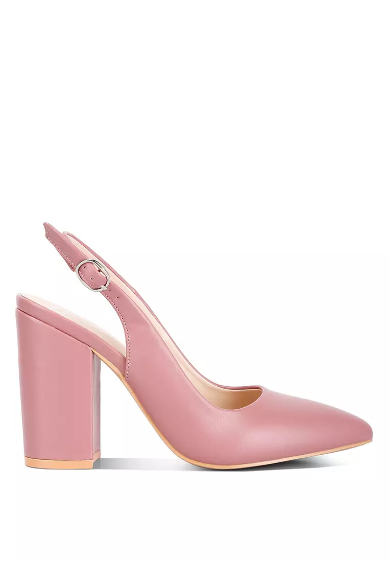 Blush Block Heel Pointed Toe Sandals