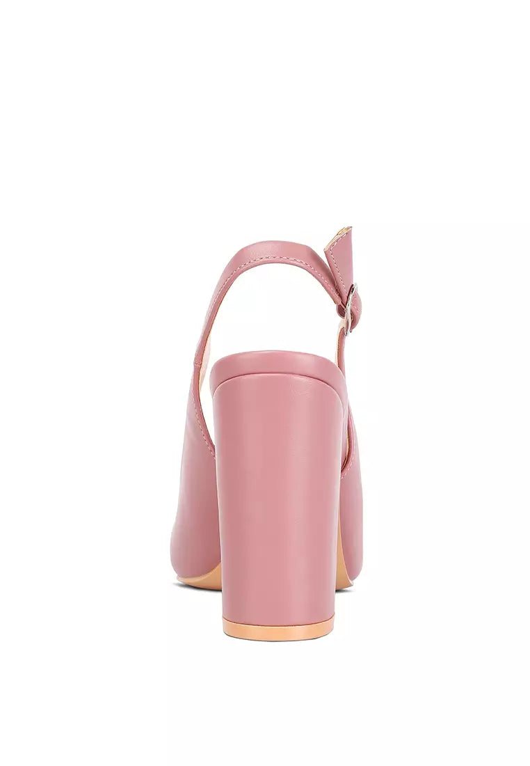 Blush Block Heel Pointed Toe Sandals