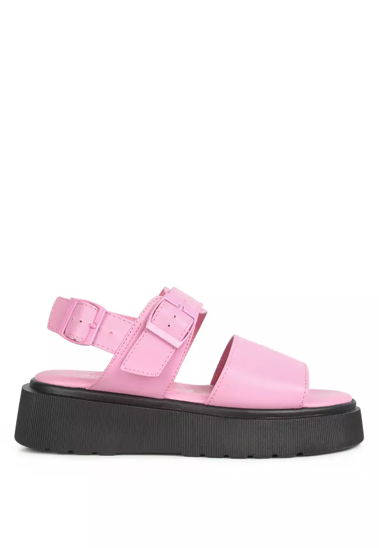 Pink Pin Buckle Platform Sandals