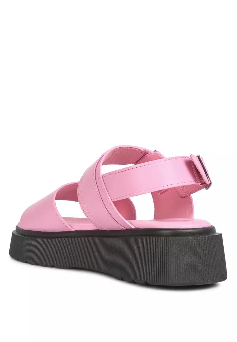 Pink Pin Buckle Platform Sandals