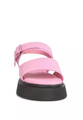 Pink Pin Buckle Platform Sandals