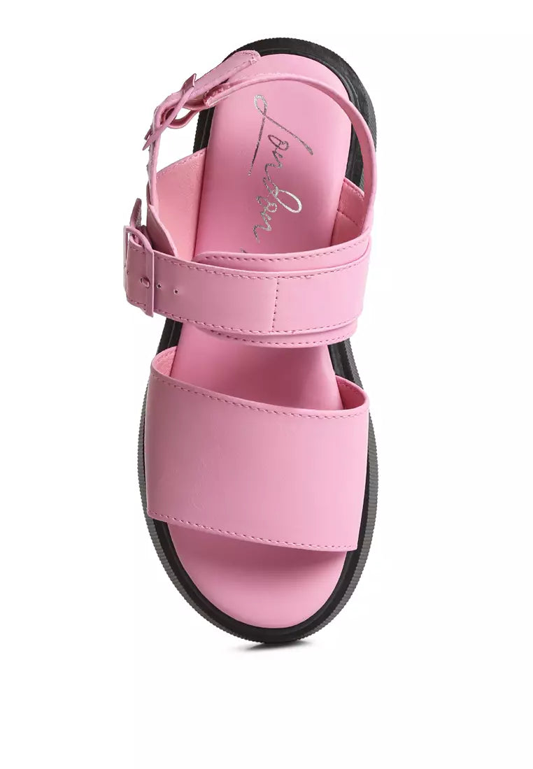 Pink Pin Buckle Platform Sandals