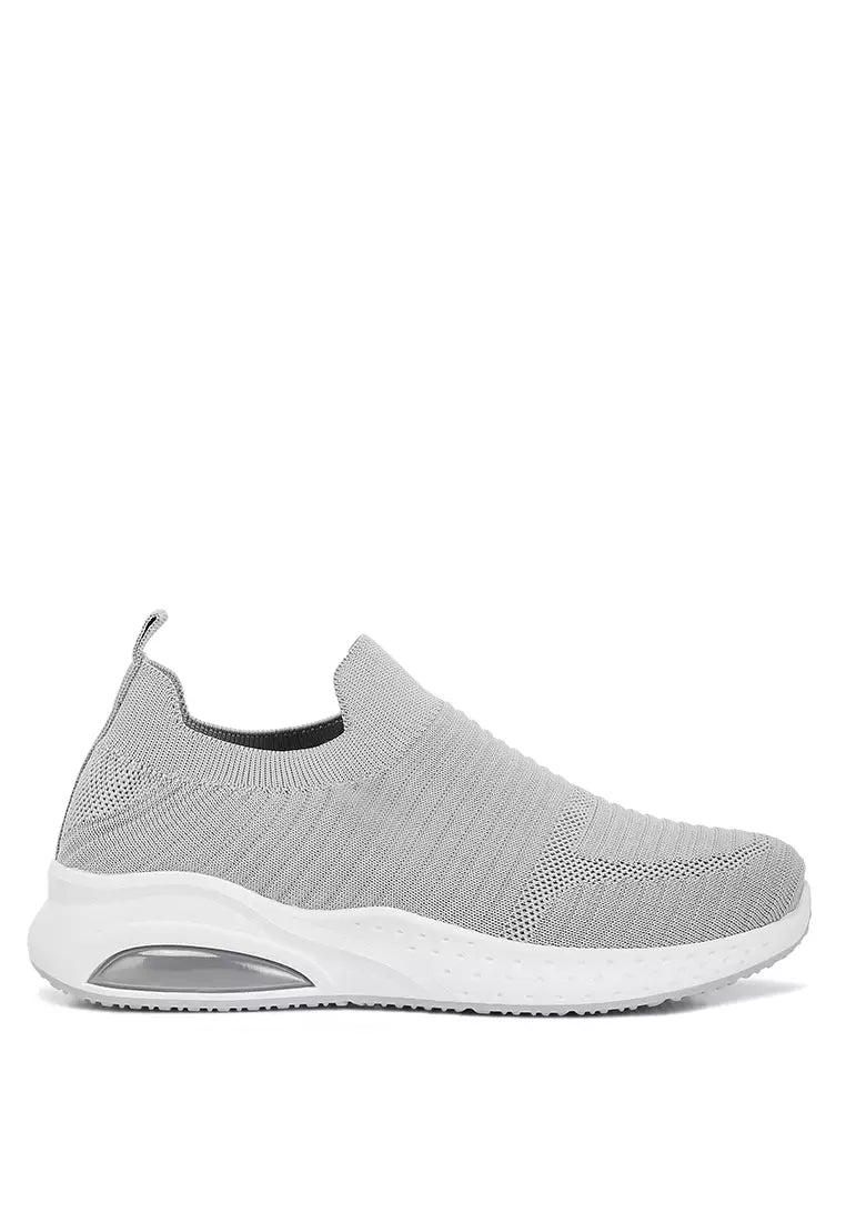 Grey Knitted Slip On Sneakers