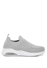 Grey Knitted Slip On Sneakers