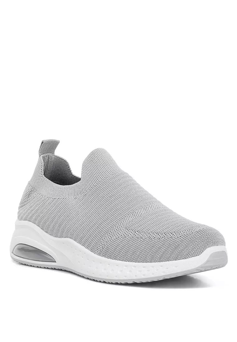 Grey Knitted Slip On Sneakers