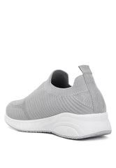 Grey Knitted Slip On Sneakers