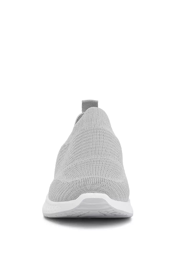 Grey Knitted Slip On Sneakers