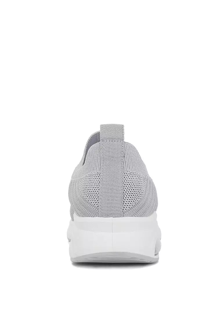 Grey Knitted Slip On Sneakers