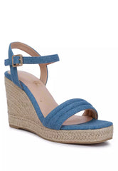 Denim Espadrilles High Wedge Sandals