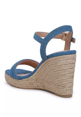 Denim Espadrilles High Wedge Sandals