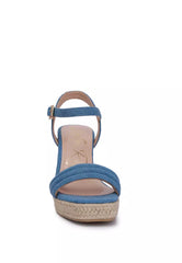 Denim Espadrilles High Wedge Sandals