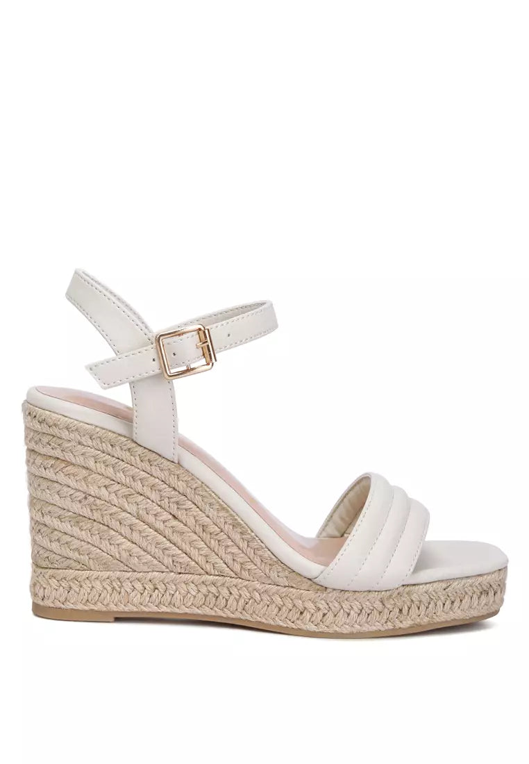 Ecru Espadrilles High Wedge Sandals