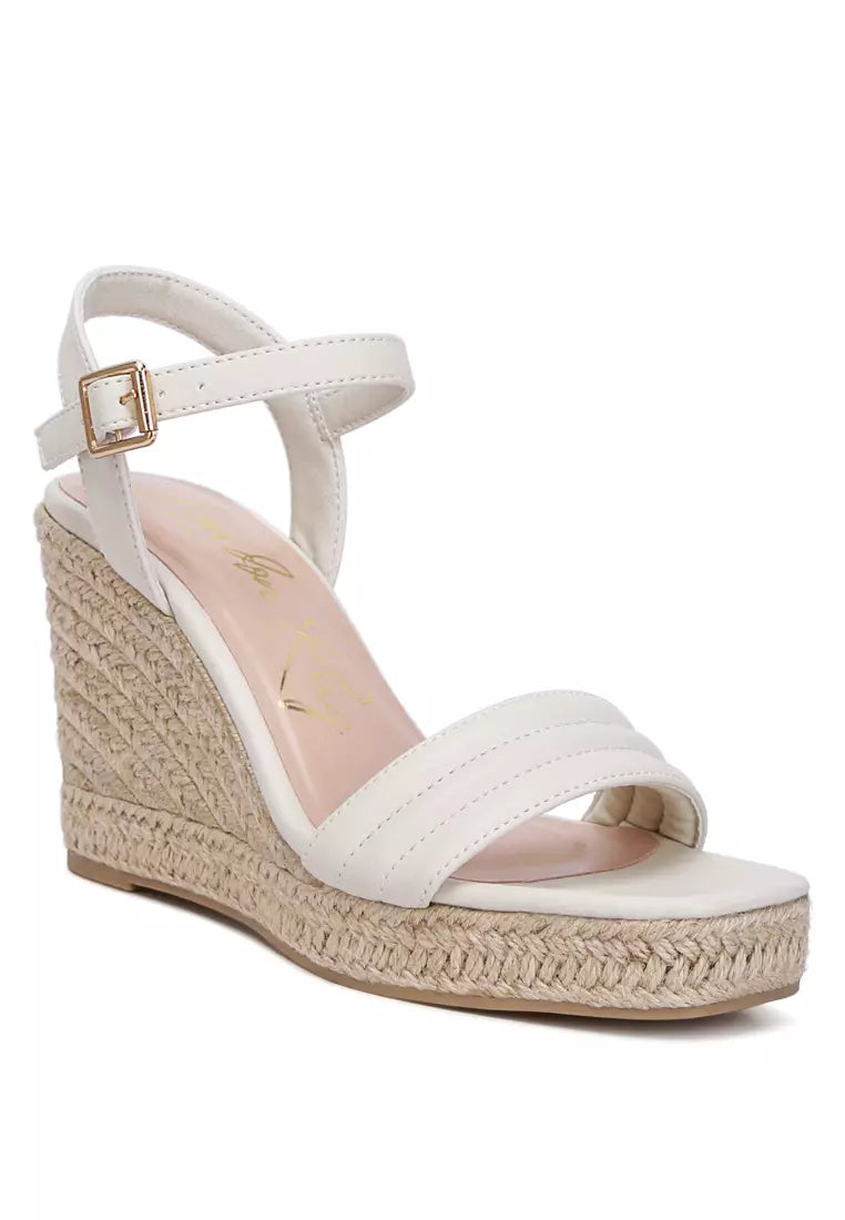 Ecru Espadrilles High Wedge Sandals