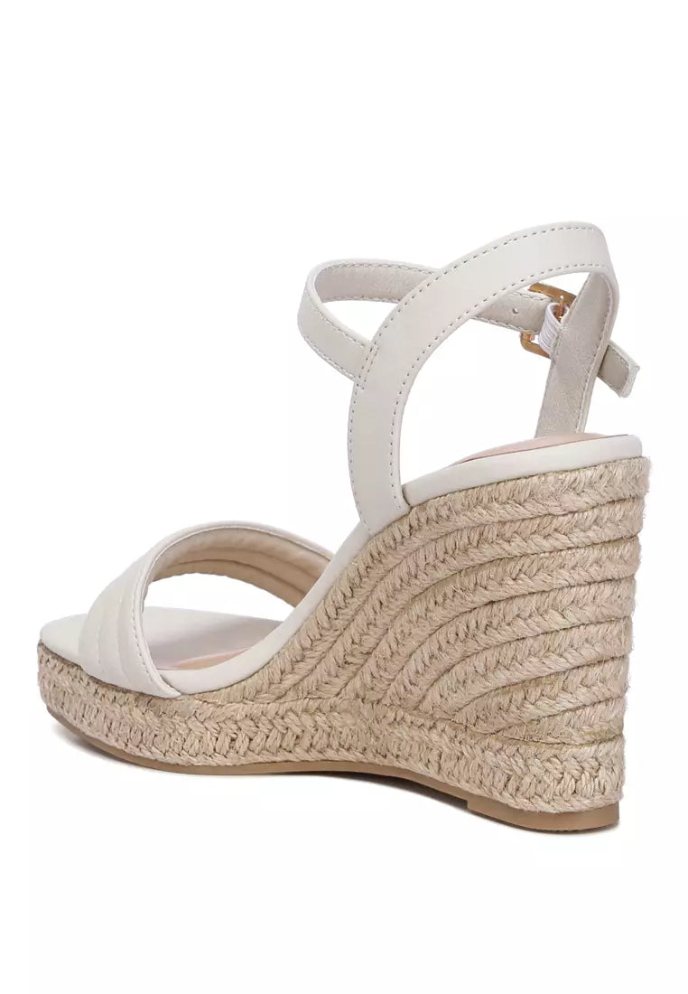 Ecru Espadrilles High Wedge Sandals