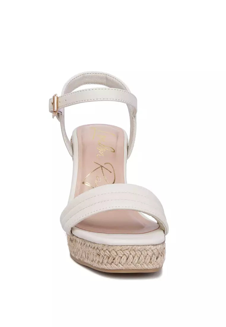 Ecru Espadrilles High Wedge Sandals