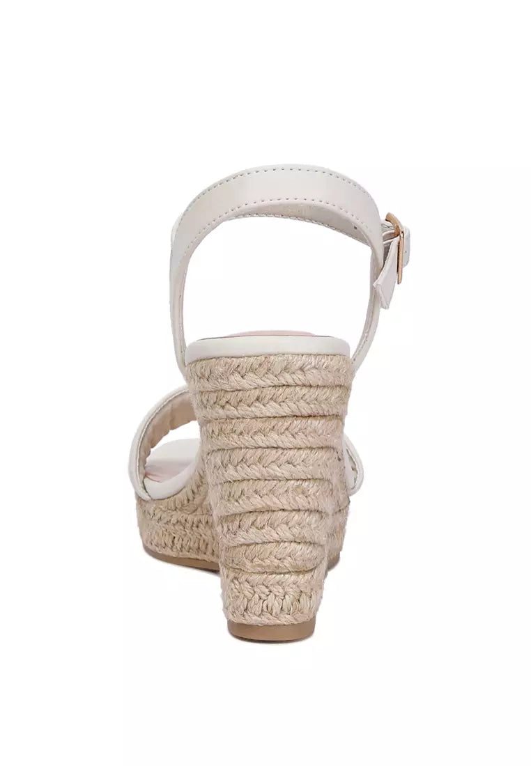 Ecru Espadrilles High Wedge Sandals